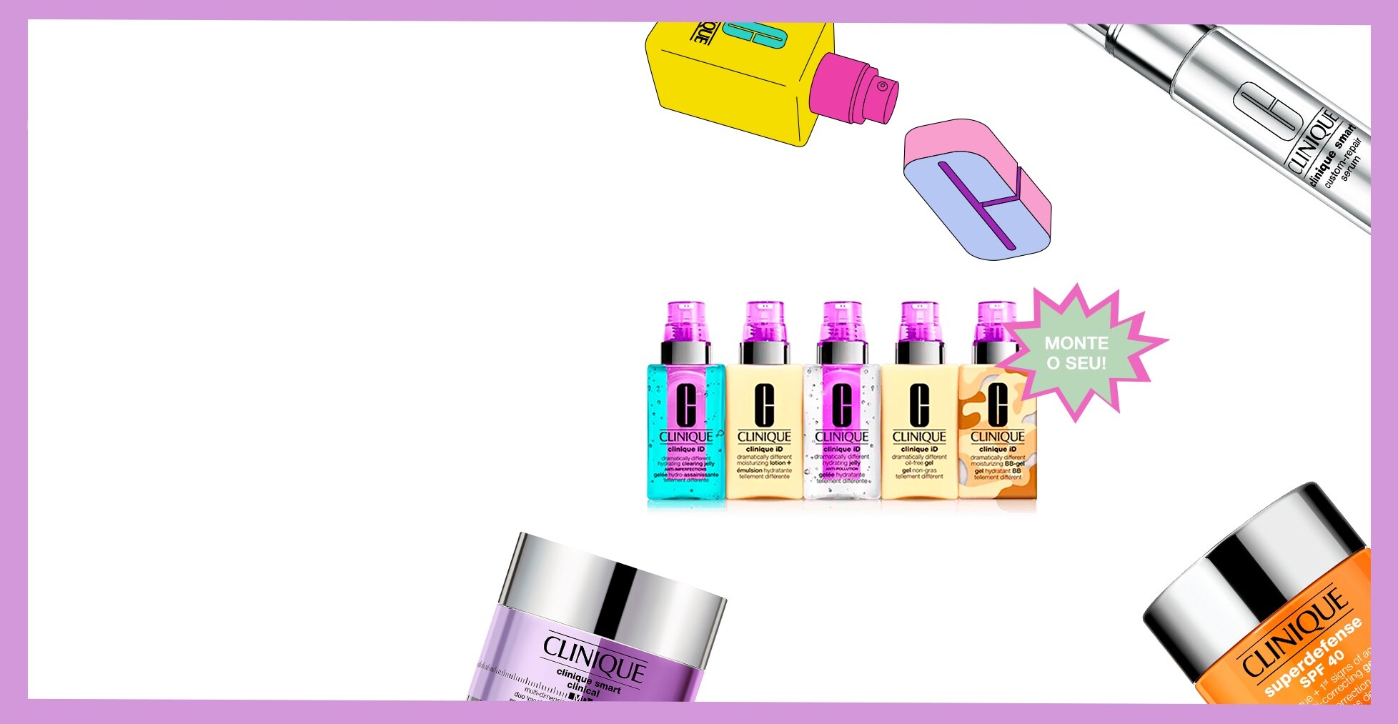 Clinique Summer Sale. Até 40% off em selecionados. Ganhe Hidratante Clinique ID. Nas compras online acima de R$349