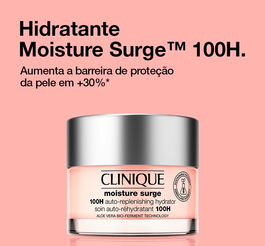Moisture Surge™ 100H. Combata a desidratação com este rosa poderoso favorito. Agora enriquecido com Aloe Biofermentada + Complex
