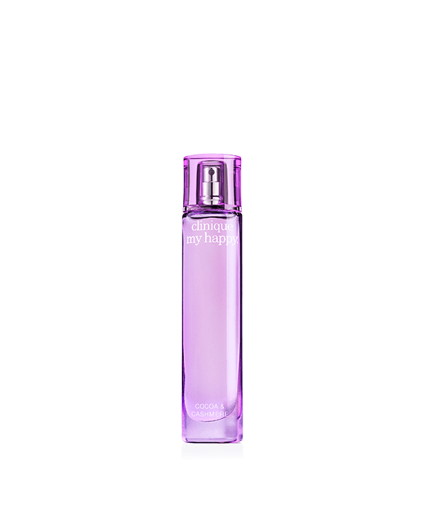 Perfume Clinique My Happy™ Cocoa &amp; Cashmere, Uma bruma perfumada com aroma ambarado.<br><br>