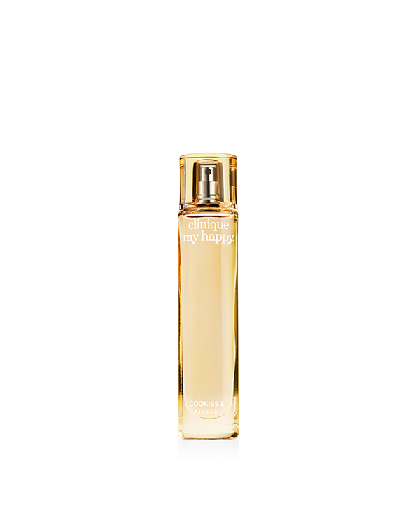 Perfume Clinique My Happy™ Cookies &amp; Kisses, Uma bruma perfumada com um toque de canela, baunilha intensa e castanhas cremosas.<br><br>