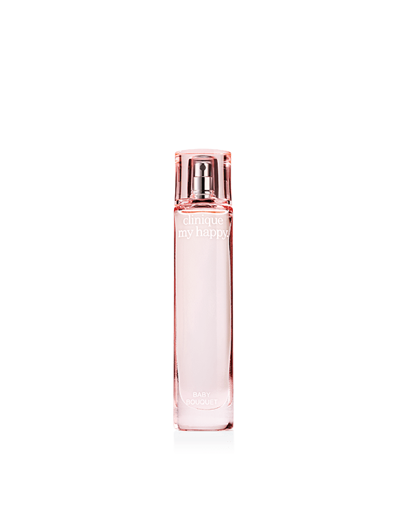 Perfume Clinique My Happy™ Baby Bouquet, Uma bruma perfumada com a frescura da tangerina e um delicado coração de pétalas de flor de laranjeira. Testado contra alergias.<br><br>