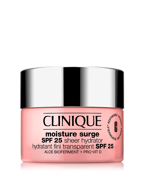 Hidratante em Creme Ultra-Leve Moisture Surge™ FPS 25, Creme de textura levíssima que hidrata profundamente e oferece proteção solar com FPS 25.