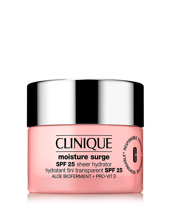 Hidratante Facial com Protetor Solar Moisture Surge ™ FPS 25, Hidrata profundamente e oferece proteção solar com FPS 25, sem deixar a pele oleosa.Seguro para peles sensíveis.