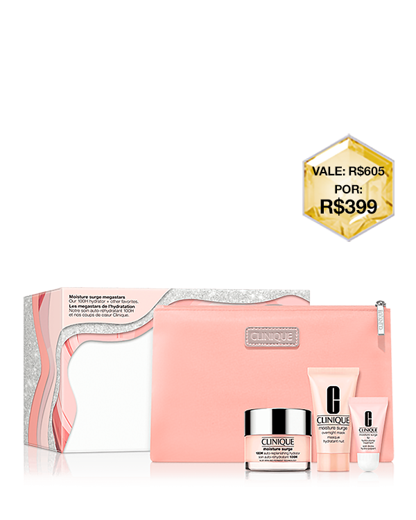 Kit de Hidratação Moisture Surge™ Megastars, As estrelas da linha Moisture Surge, em um kit especial de natal.