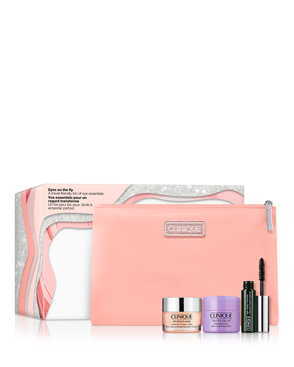 Kit de Natal para Olhos Eyes on The Fly, Um trio de essenciais para os olhos, perfeito para viagem, que inclui nosso removedor de maquiagem número 1, o balm Take The Day Off™.