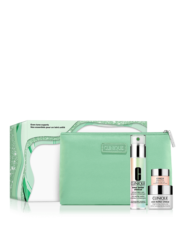 Kit Tom de Pele Uniforme, 3 Favoritos de skincare para uma hidratação intensa e aparência radiante.