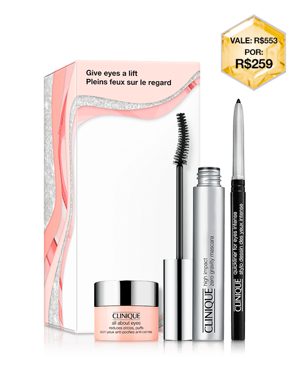 Kit de Natal para Olhos Give Eyes a Lift, Um trio de definição para olhos com uma máscara de cílios elevadora.