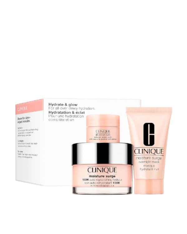 Kit de Hidratação Moisture Surge™ - Edição Limitada, 3 produtos favoritos de cuidados com a pele para hidratação contínua, incluindo nosso best-seller Moisture Surge™ 100H Hydrator em tamanho normal.