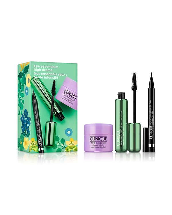 Kit Essenciais para Olhos - Máscara de Cílios, Delineador e Demaquilante, Três produtos essenciais para a maquiagem dos olhos. Aumente o drama e depois remova-o.<br><br>