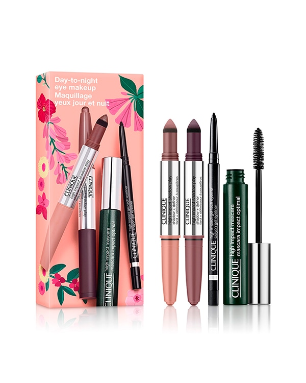 Kit Day-to-Night Makeup - Sombra, Delineador e Máscara de Cílios, Quatro produtos essenciais em tamanho normal para criar looks deslumbrantes para os olhos, do dia à noite.<br><br>